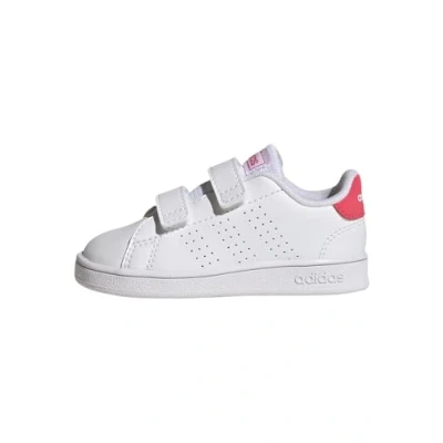 Image de adidas Advantage Lifestyle Court Two Hook and Loop Mixte enfant Baskets, Ftwr White/Real Pink/Core Black, 20 EU