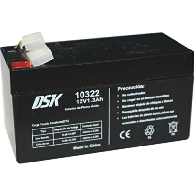 Afbeelding van DSK 10322 AGM oplaadbare verzegelde loodaccu 12 V en 1,3 Ah, ideaal voor huishoudelijke industriële alarmen, elektrische scooters, elektrisch speelgoed, hekken, weegschalen.