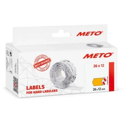 Afbeelding van METO etiketten voor handmatige labelapparaten (26 x 12 mm, 1 regel, neonoranje papier, 6.000 etiketten, permanent klevend, METO, Contact, Sato, Avery, Tovel, Samark enz.)
