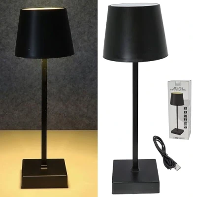 Afbeelding van Cepewa tafellamp met touch functie, oplaadbare bedlamp USB kabel, instelbare helderheid, kleurverandering, warmwit, oplaadkabel inbegrepen (1 zwarte