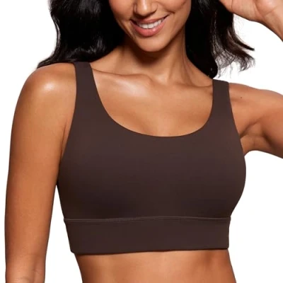 Afbeelding van CRZ YOGA Gevoerde sportbeha met lage impact voor dames, Bruin in hete fudge