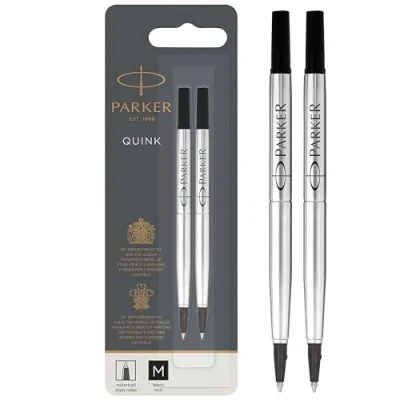 Image de Parker recharges pour stylo roller pointe moyenne encre noire QUINK lot de 2