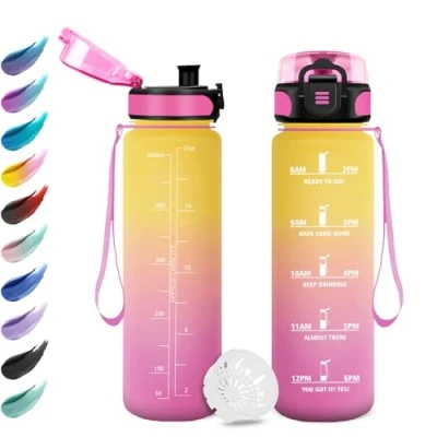 Afbeelding van gourde de sport pour enfants, 500 ml, facile à nettoyer, avec indication du temps, filtre, salle sport, course, yoga, bureau, école, voyage
