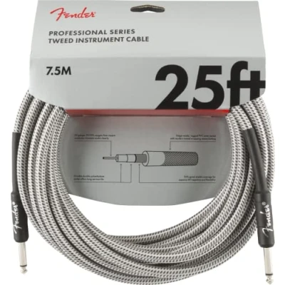 Afbeelding van Fender Professional Series Instrument Cable 7.5m (White Tweed) Gitaarkabel