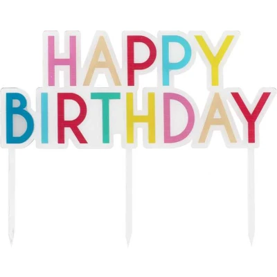 Afbeelding van Ginger ray taartversiering happy birthday regenboog