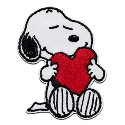 Afbeelding van Mono Quick Peanuts © Snoopy Hart opstrijkbare transferpatches om op te naaien, afmetingen: 7,5 x 5,5 cm