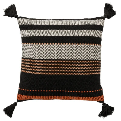 Afbeelding van Dutch Decor TAMAR Kussenhoes katoen 45x45 cm Raven zwart met flosjes