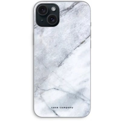 Afbeelding van Case Company® hoesje geschikt voor iPhone 15 Plus Witte marmer Soft Cover Telefoonhoesje Bescherming aan alle Kanten en Schermrand