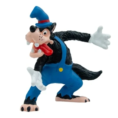 Afbeelding van Disney Midas de Wolf drie biggetjes taarttopper decoratie 8 cm speelfiguurtje