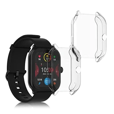 Afbeelding van kwmobile 2x smartwatch hoes geschikt voor Huami Amazfit GTS 4 hoesje Siliconen sporthorloge cover Activity tracker case in transparant