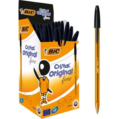Afbeelding van 50x Bic Cristal balpen zwart fijn