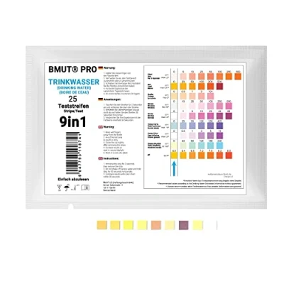 Afbeelding van BMUT 25 stuks 9 in 1 teststrips voor drinkwater, kwaliteitsanalyse van leidingwater, totale hardheid, lood, koper, nitraat, watertester