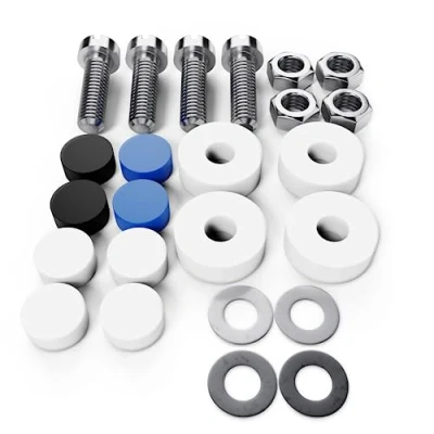 Afbeelding van L &amp; P Car Design A0023 1 set van 4 kentekenplaatbevestigingsschroeven M5 x 20 mm DIN 84 met bevestigingsdoppen voor kentekenplaat
