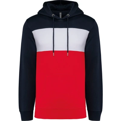 Afbeelding van Kariban Driekleurige unisex sweater met capuchon K4016 Navy / White Red