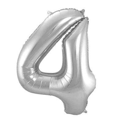 Afbeelding van Folat Folieballon Cijfer 4 Zilver 86 cm