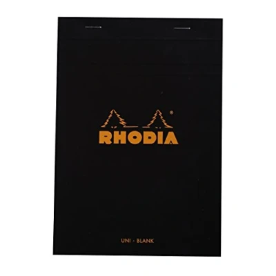 Image de RHODIA 160009C Bloc Notes Agrafé N16 Black A5 14,8 x 21 cm Uni 80 Feuillets Détachables Papier Clairefontaine Blanc g/m² Couverture en Carte Enduite Souple, Résistante et Imperméable