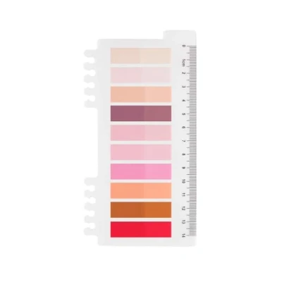 Afbeelding van Set van 200 zelfklevende notitietabbladen, grijze stijl, pastelstickers, beschrijfbaar, met liniaal voor paginamarkering, bladwijzer (C stuks, lichtroze)