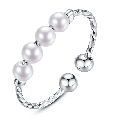 Afbeelding van Anxiety Ring (parel) zilver 925 one size
