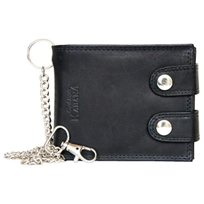 Afbeelding van Heren Biker Portemonnee, Zwart, RFID Kabana met metalen ketting, 45 cm, eenheidsmaat, informeel