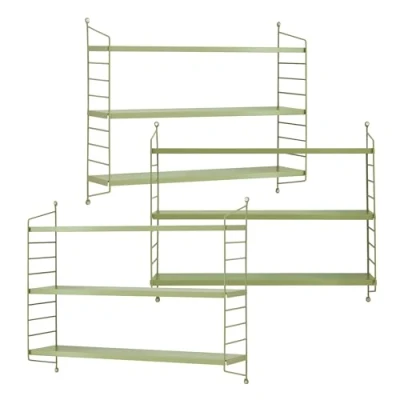 Afbeelding van Wandplank Strängnäs set van 3 verstelbaar 50x60x15 cm olijfgroen [en.casa]