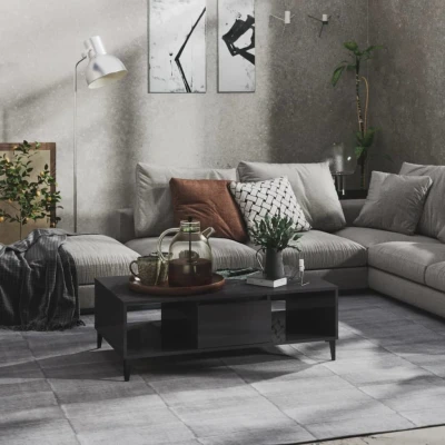 Afbeelding van Salontafel 103,5x60x35 cm spaanplaat hoogglans grijs