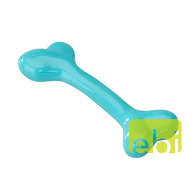 Afbeelding van Ebi Speelgoed Voor Dieren Hond Rubber Been Met Munt Smaak L 20,25cm Blauw 1st