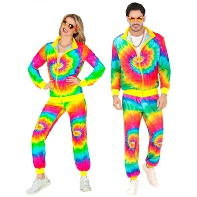 Afbeelding van WIDMANN Groot formaat neon Tie and Dye trainingspak voor volwassenen XXL