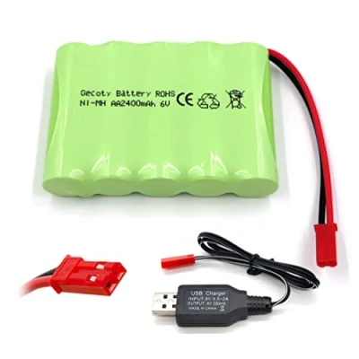 Afbeelding van Gecoty® Oplaadbare Ni MH AA batterij 6 V 2400 mAh met oplaadkabel (JST stekker)