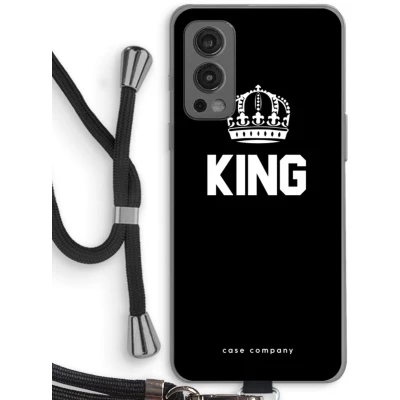 Afbeelding van Case Company® hoesje met Koord geschikt voor OnePlus Nord 2 5G King Zwart Telefoonhoesje Bescherming aan alle Kanten en Over de Schermrand