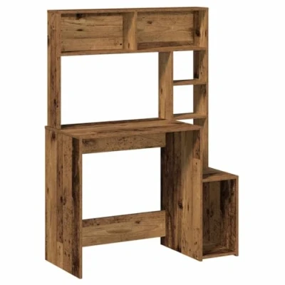 Afbeelding van vidaXL Bureau met schappen 100x45x140 cm bewerkt hout oud houtkleurig