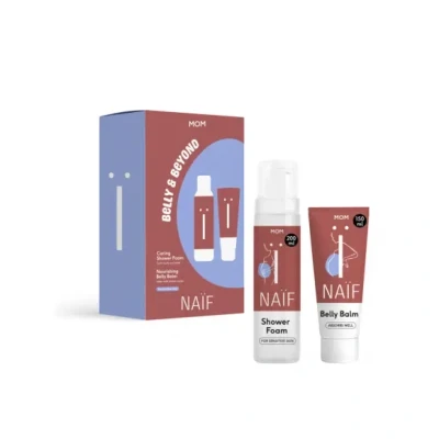 Afbeelding van Naïf Belly &amp; Beyond box Geschenkset Voor Zwangerschap Doucheschuim en Buikbalsem in cadeauverpakking