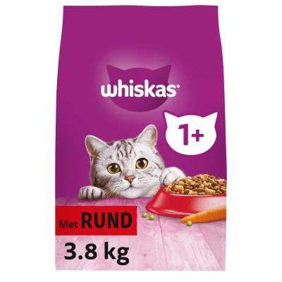 Afbeelding van 3x Whiskas Kattenvoer Adult Rund 3,8 kg