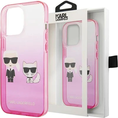 Afbeelding van Karl Lagerfeld KLHCP13STGKCP iPhone 13 mini 5.4 hardcase roze/roze verloop Ikonik &amp; Choupette