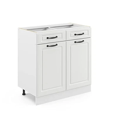 Afbeelding van Vicco Keukenonderkast R Line, Wit/Wit, 80 cm zonder werkblad