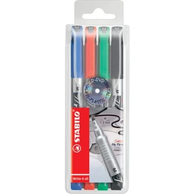 Image de Stylo feutre Stabilo Write 4 all pochette de stylos à encre permanente pointe médium 1mm