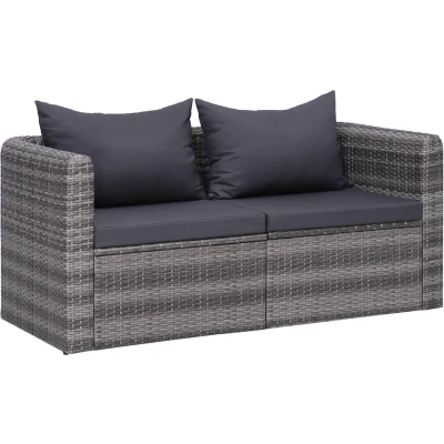 Afbeelding van Tuinhoekbanken 2 st poly rattan grijs