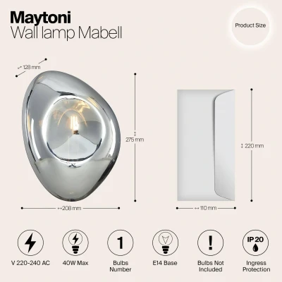 Afbeelding van Maytoni Mabell wandlamp van glas, chroom