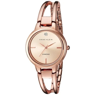 Afbeelding van ANNE KLEIN Dameshorloge met echte diamanten wijzerplaat, Roze, Jurk