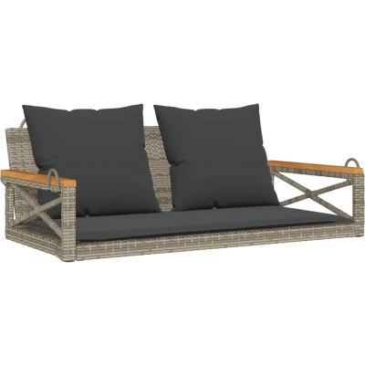 Afbeelding van Schommelbank met kussens 109x62x40 cm poly rattan grijs