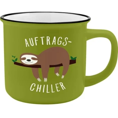 Afbeelding van Gruss und Co 45785 mok met spreuk Chiller, New Bone China porselein, 35 cl beker