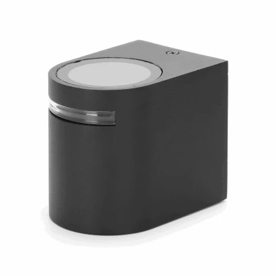 Afbeelding van Buitenlamp rond zwart enkele GU10 lampvoet voor één spot waterdicht IP54