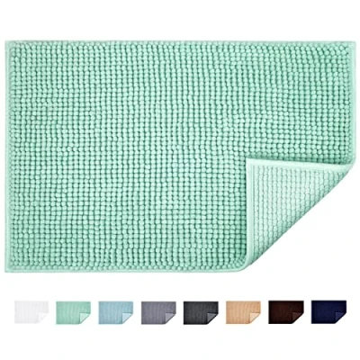 Afbeelding van JARITTO Badkamertapijt, antislip, microvezel, chenille, machinewasbaar, absorberend, voor douche en toilet, 50 x 80 cm (lichtcyaan)