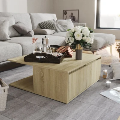 Afbeelding van Salontafel 80x80x31 cm spaanplaat sonoma eikenkleurig