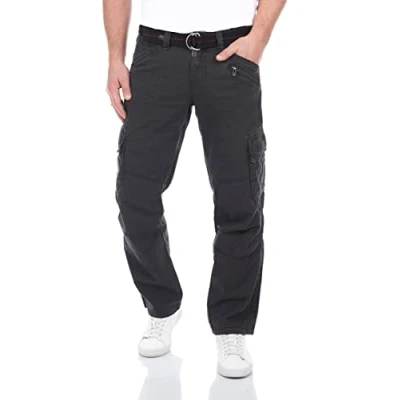 Afbeelding van TIMEZONE Heren Cargo Broek Broeken BenitoTZ comfort/relaxed Fit Grijs Volwassenen Herenbroek Riem