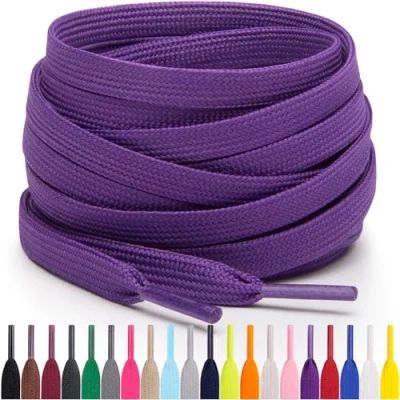 Afbeelding van Miscly Platte veters voor sneakers, verschillende lengtes en kleuren verkrijgbaar, Paars.