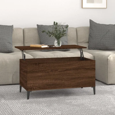 Afbeelding van Salontafel 90x44,5x45 cm bewerkt hout bruin eikenkleur