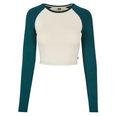 Afbeelding van Urban Classics Cropped Retro Baseball Longs Longsleeve, Dames, Maat: 5XL, Whitesand jasper
