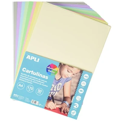 Image de Set papier carton Apli Couleurs pastel A4 50 pcs