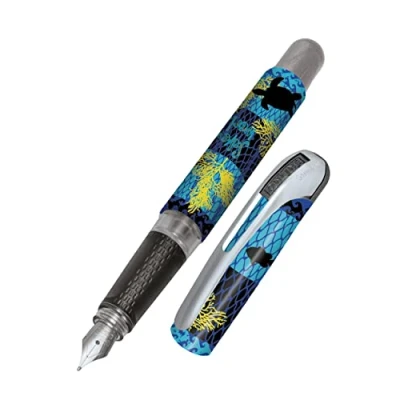 Afbeelding van Online College Ocean Inktpen, ergonomische vulpen voor school, medium veer, soft grip deel, standaard inktpatronen, navulbaar, ideaal kinderen
