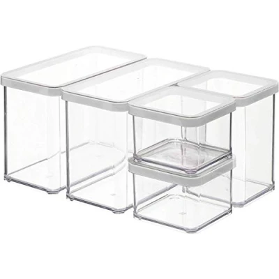 Image de ROTHO Ensemble de pots rangement LOFT, 5 pièces, transparent / rouge
